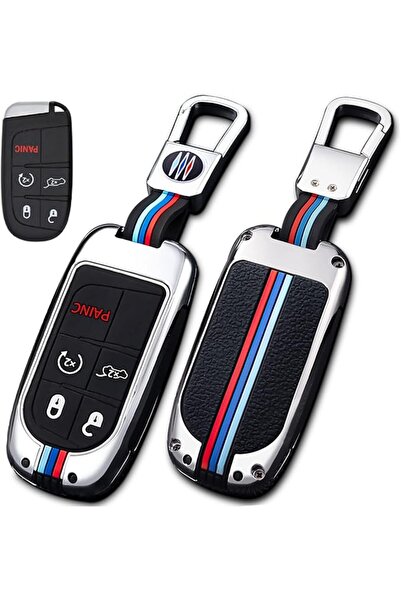 GENERAL for Jeep Key Fob Cover with Keychain Metal Shell & Soft Silicone Full...