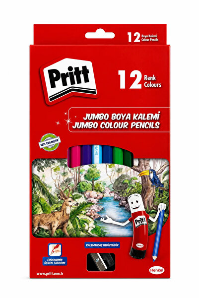 Pritt 12 Renk Jumbo Kuru Boya Kalemi Seti Kalemtıraş Hediyeli – Çocuk Boyama ...