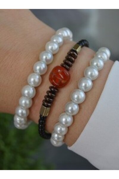 Stoneage Hematite Agate Vein Bracelet Set - Multi-Colored