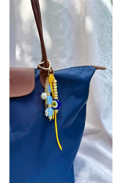 Merishe Jewerly Colorful Beaded Heart Clip Bag Charm – Yellow