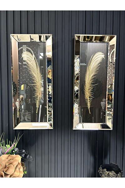 efe ayna dekor Tüy Model Bronz Aynalı Tablo Seti (Farklı ölçü seçenekleri ile)