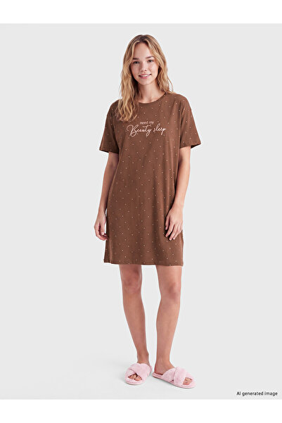 LC Waikiki Crew Neck Printed Women's Nightgown