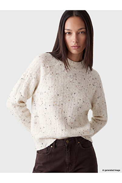 LC Waikiki Nevavm Farkıyla Lcw Everyday Ecru Knitwear Patterned Oval Collar W...