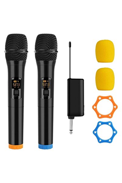 Generic Wireless Microphone UHF Dual Portable Handheld Dynamic Karaoke Mic wi...
