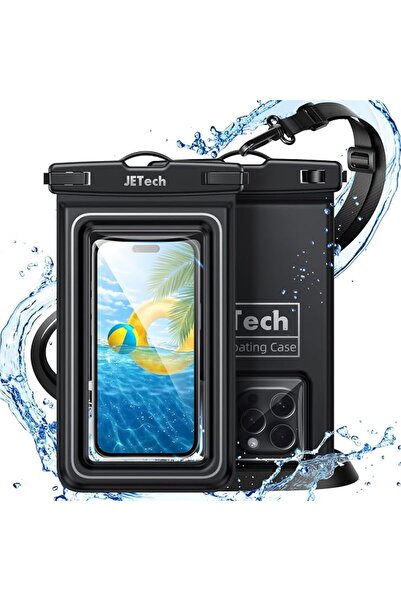 JETech IPX8 Waterproof Phone Pouch, Floating Dry Bag, Black, 2-Pack