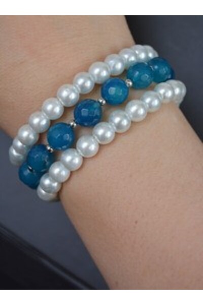 Stoneage Blue Agate Venci Bracelet Set - Multi-Colored