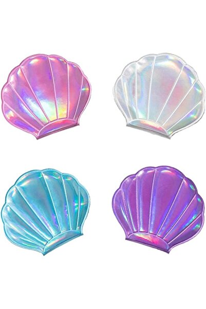 Tazweeq 4 Pcs Glitter Shell Mirror, Double-Sided Magnifying Makeup Mirror, Mi...