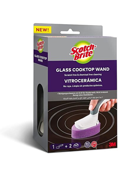Scotch Brite عصا تنظيف سكوتش-برايت لسطح الطهي الزجاجي، عصا واحدة + 2 عبوة إعا...