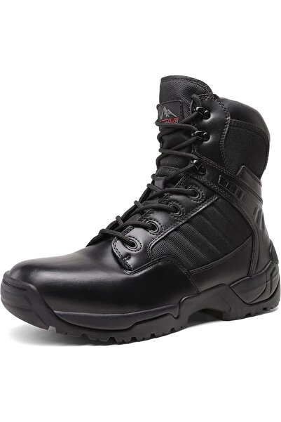 Nortiv 8 Men's Military Tactical Work Boots Side Zipper Leather Motorcycle Co...