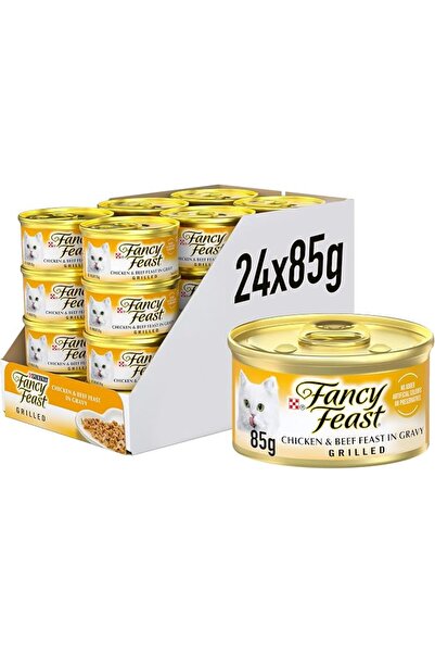 Fancy Feast طعام القطط الرطب بورينا بنكهة الدجاج المشوي ولحم البقر 85 جرام (ع...