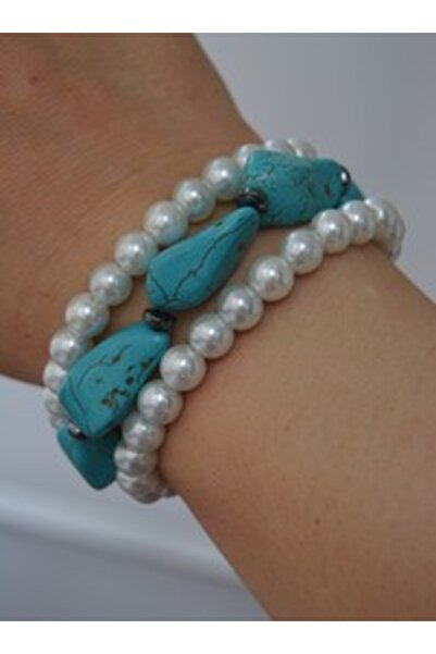 Stoneage Turkuaz Vei̇nci̇ Bracelet Set - Multi-Colored