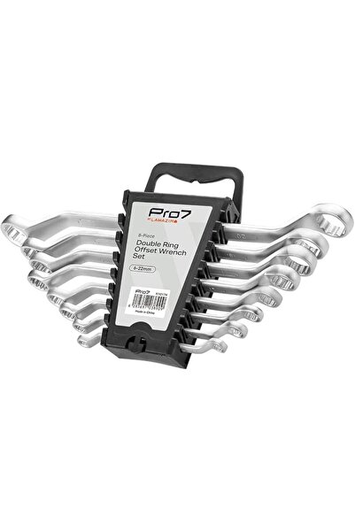 Lawazim Pro7 Double Ring Offset Spanner Set - 8 Piece - Wrench Kit with Preci...