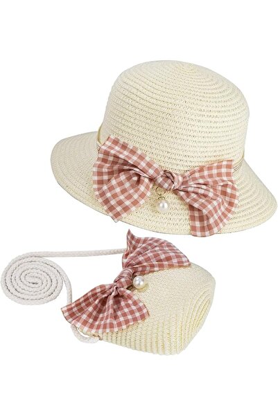 MAKINGTEC Girls Straw Hat and Mini Straw Cross Body Bag Sets, with Bowknot De...