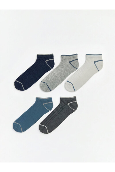 LC Waikiki Rmz Gi̇yi̇m Farkiyla Men's Booties Socks 5-Pack