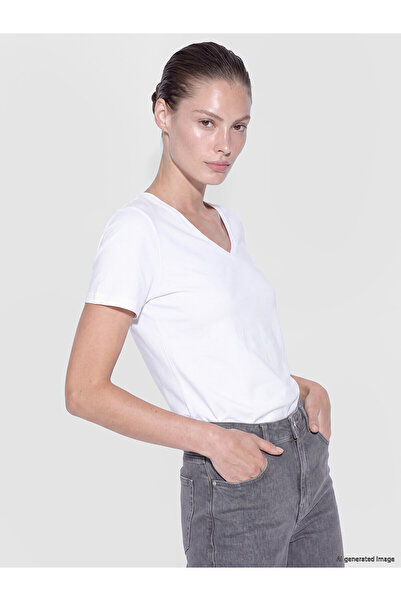 LC Waikiki Alita City White Combed Cotton Plain Standard & Regular Short Slee...