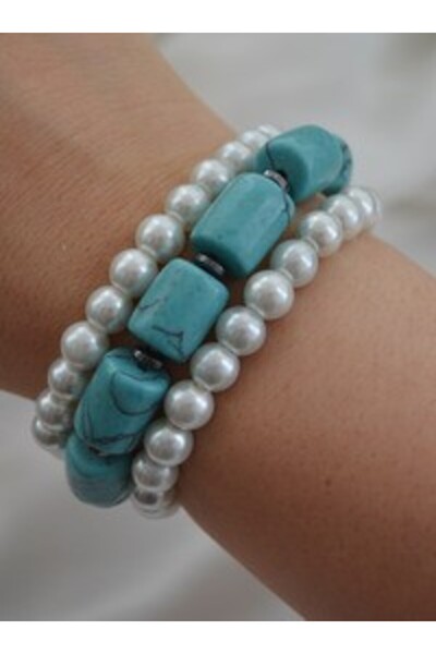 Stoneage Turkuaz Vei̇nci̇ Bracelet Set - Multi-Colored