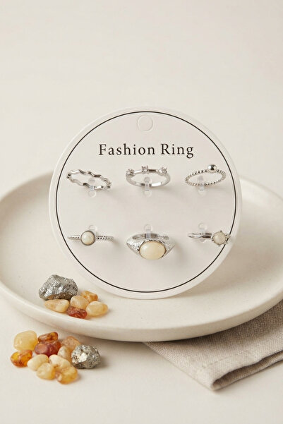 Skygo Silver Color Brass Vintage Detailed 6-Piece Ring Set Byk4316 Tj-Byk4316