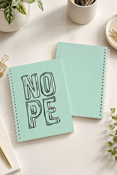Paytak Moda Nope Written Patterned A5 Spiral Colorful Notebook 45 Sheets 90 P...