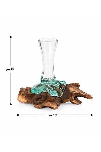 Generic Clear Glass Vase with Natural Wood Base for Decoration