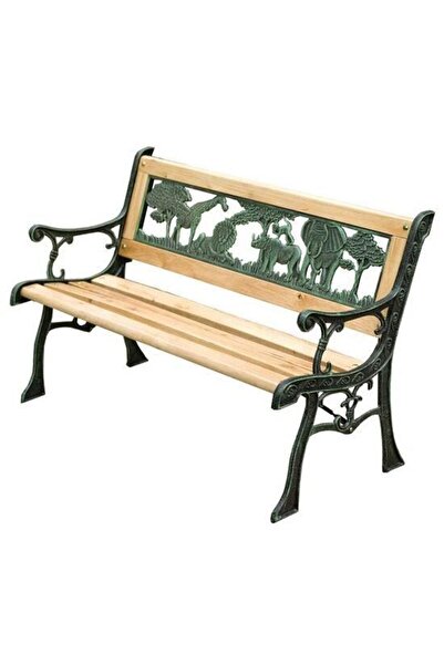 Solplant Banca de gradina pentru copii, sezut din lemn, structura metalica, s...