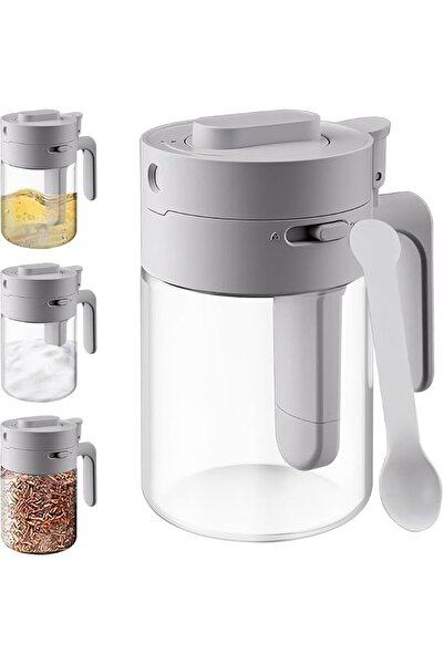 SYOSI Multifunctional Seasoning Box, 2 in 1 Glass Spice Jar Set with Dustproo...