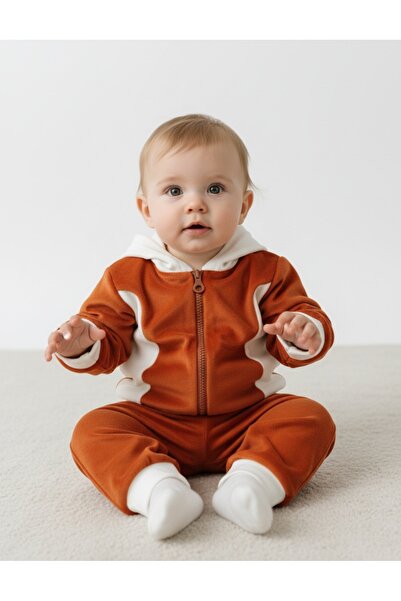 MiniKids Trening de catifea Romania maro-alb