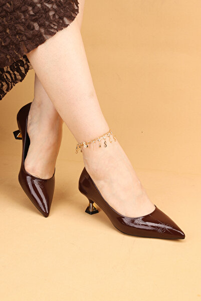 Nilsa Shoes Women's Short Heeled Krok Evening Dress Shoes Heeled Shoes