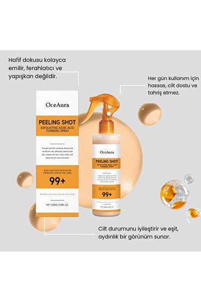 Deezone Peel Shot Peeling Etkili Kojik Asit Zerdeçal Spreyi Vücut Ayak Peelin...