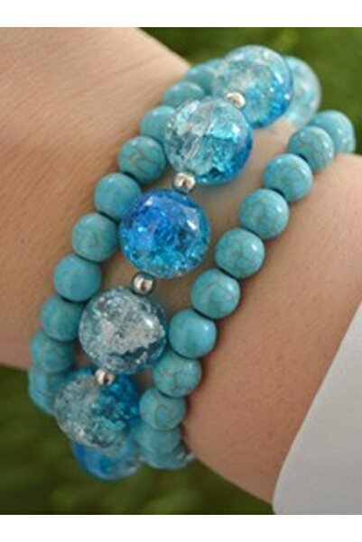 Stoneage Blue Glass and Turquoise Bracelet Set - Multicolor