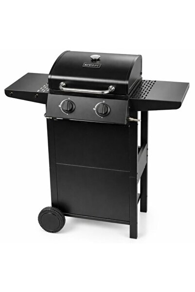 Solplant Gratar gradina, grill dreptunghiular, cu gaz, 2 arzatoare, cu roti, ...