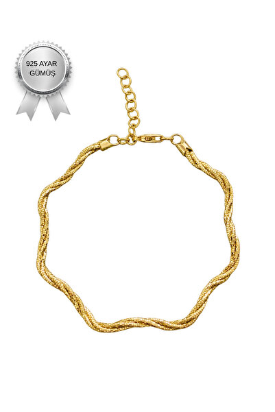 innuendo jewelery 925 Ayar Gümüş Altın İtalyan Zikzak Örgü Bileklik