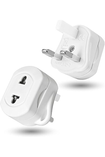 EXCEFORE 2-Pack UK Shaver Plug Adapter with 13A Fuse - 2 Pin to 3 Pin Power C...