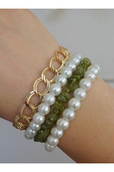 Stoneage Zebercet and Glass Pearl Bracelet Set - Multi-Colored