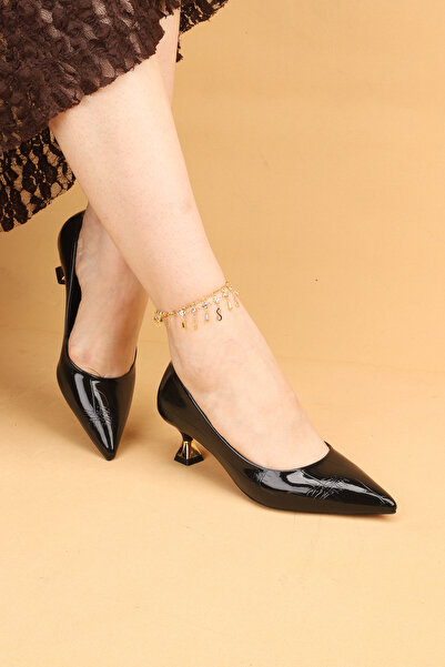 Nilsa Shoes Women's Short Heeled Krok Evening Dress Shoes Heeled Shoes