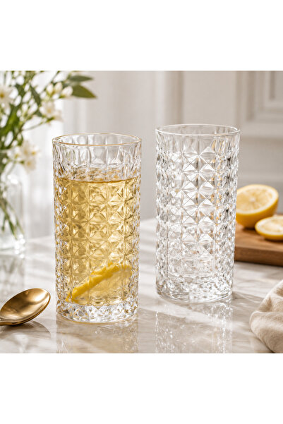 BOHEMİA CRYSTAL Set de 6 pahare – Model Diamant – 260 ml |   Pentru apă și su...