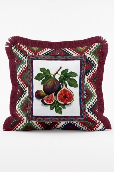IdeCraft Ethnic Kilim Border-Edged Figurine Patterned Authentic Fringed Throw...