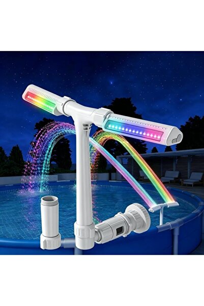 NIUBI Pool Fountain with 10 Colors Rainbow Lights for Above Ground/Inground P...