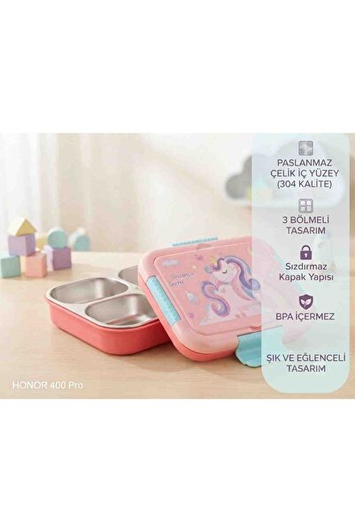 Lider MAGNESİA PASLANMAZ ÇELİK 3 BÖLMELİ 750 ML TEK KATLI SEFER TASI LUNCH BO...