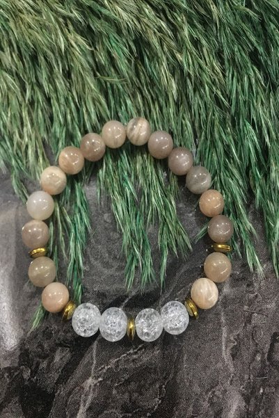 c-bhadu naturel Certified 8 mm Sunstone - Necef - Hematite Natural Stone Brac...