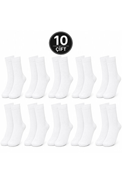 Genel Markalar Caglar Socks Erkek Pamuklu Klasik Düz Beyaz Çorap 10'lu
