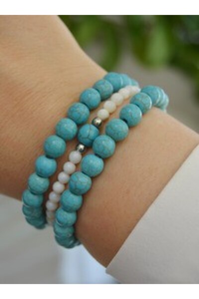 Stoneage Ve Turkuaz Natural Stone Bracelet Set - Multi-Colored