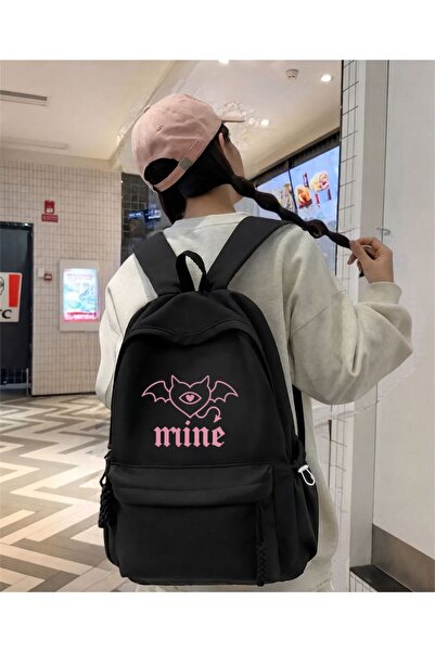 Minga London Black Enamel Printed School, Office, Course Backpack