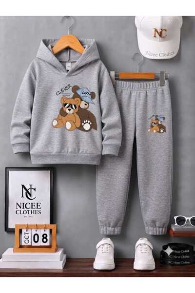 NC Nicee Clothes Παιδικό Σετ Φόρμας Unisex (Χειμερινό με στάμπα αρκούδας, με ...