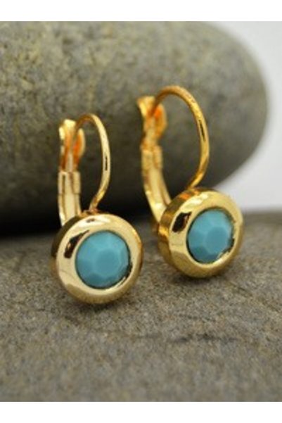 Stoneage Turquoise Mini Earrings - Gold Color -