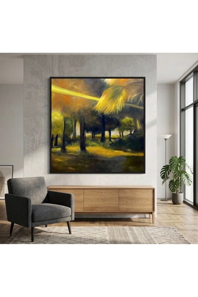 Genel Markalar Modern Orman Manzaralı Kanvas Tablo - 70x70 cm Çerçeveli Yükse...