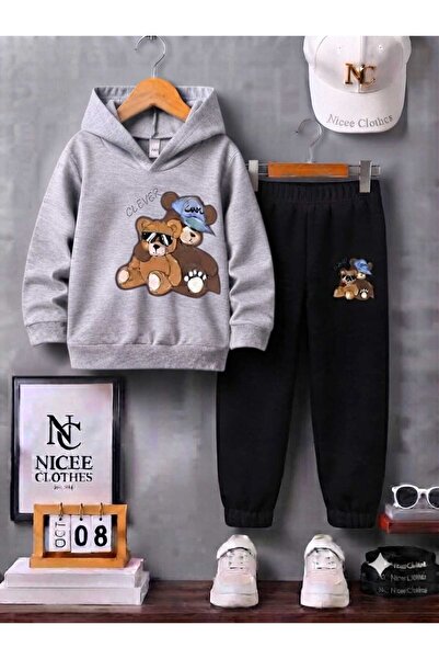 NC Nicee Clothes Παιδικό Σετ Φόρμας Unisex (Χειμερινό με στάμπα αρκούδας, με ...