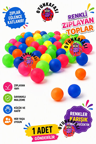 OYUNKAFASI Renkli Zıplayan Top 2,5 cm Karışık Renkli Çocuk Oyun Topu 1 Adet