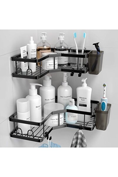ZERIFAM Corner Shower Caddy Shelf, 2 Pack Adhesive Shower Shelf, No Drilling ...