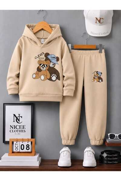 NC Nicee Clothes Παιδικό Σετ Φόρμας Unisex (Χειμερινό με στάμπα αρκούδας, με ...