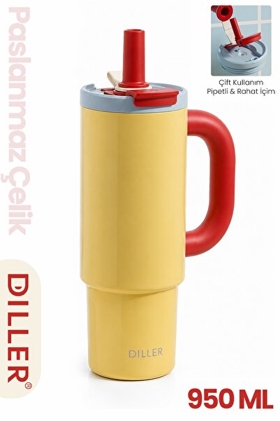 Vagonlife Diller Tumbler 950 ml Single Lid Dual Use Straw Comfortable Drinkin...